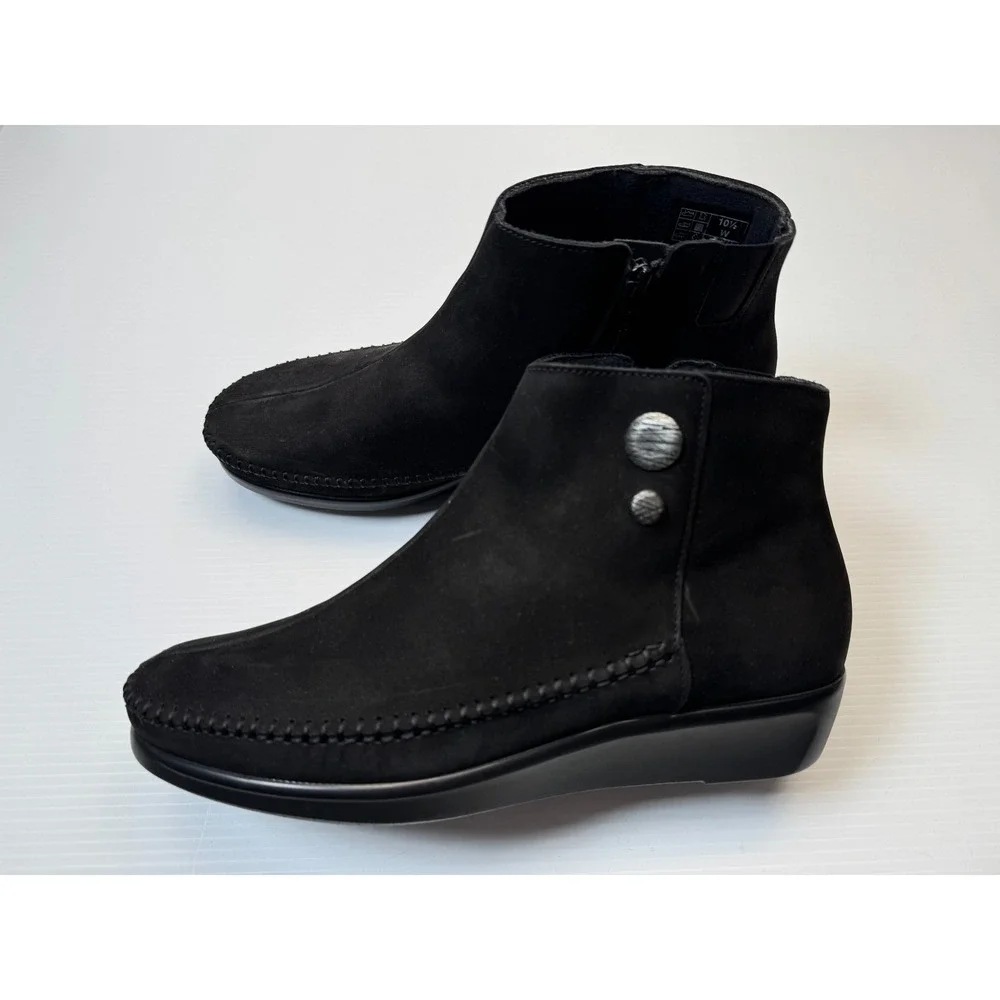 SAS Jade Ankle Boots‎ Women 10.5W EUC $245 Leather Suede Side-zip Comfort Tripad